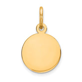 14k Plain .027 Gauge Round Engravable 10mm Disc Charm