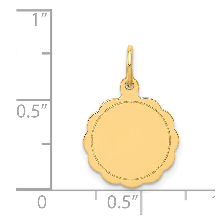 14k .013 Gauge Engravable Round Scalloped 16x13mm Disc Charm