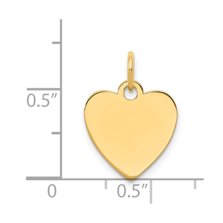 14k Plain .013 Gauge Engravable Heart 15x14mm Disc Charm