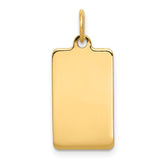 14k Plain .013 Gauge Rectangular Engravable 20x11mm Disc Charm
