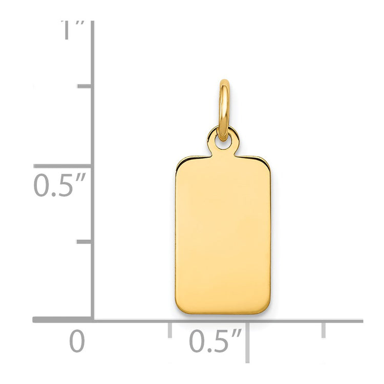 14k Plain .018 Gauge Engravable Rectangular 17x8mm Disc Charm