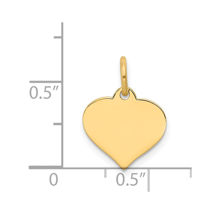 14k Plain .018 Gauge Engraveable Heart 14x12mm Disc Charm