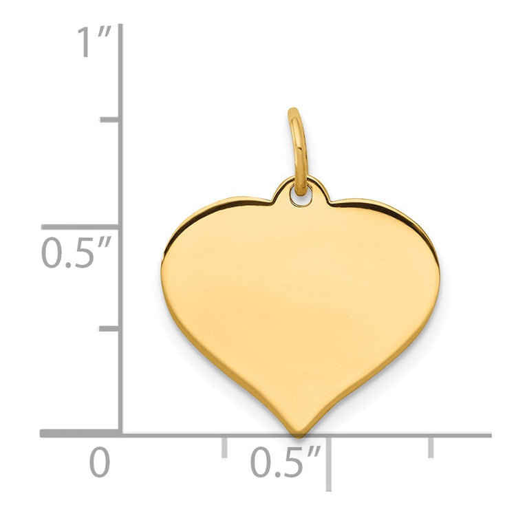 14k Plain .011 Gauge Engraveable Heart 16x17mm Disc Charm