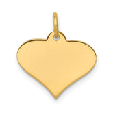 14k Plain .013 Gauge Engraveable Heart 16x18mm Disc Charm