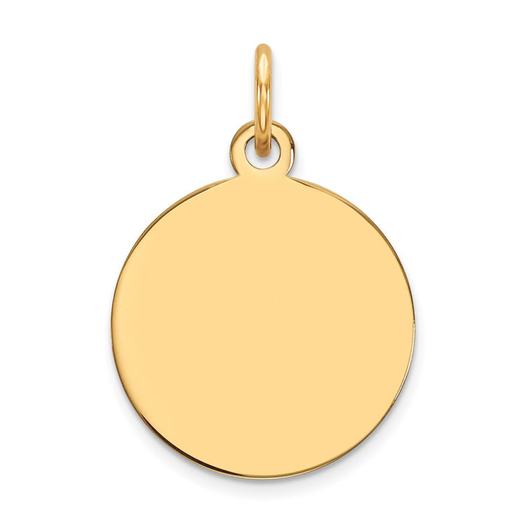 14k Plain .011 Gauge Round Engravable 15mm Disc Charm