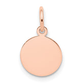 14k Rose Gold Plain .027 Gauge Round Engraveable 10mm Disc Charm