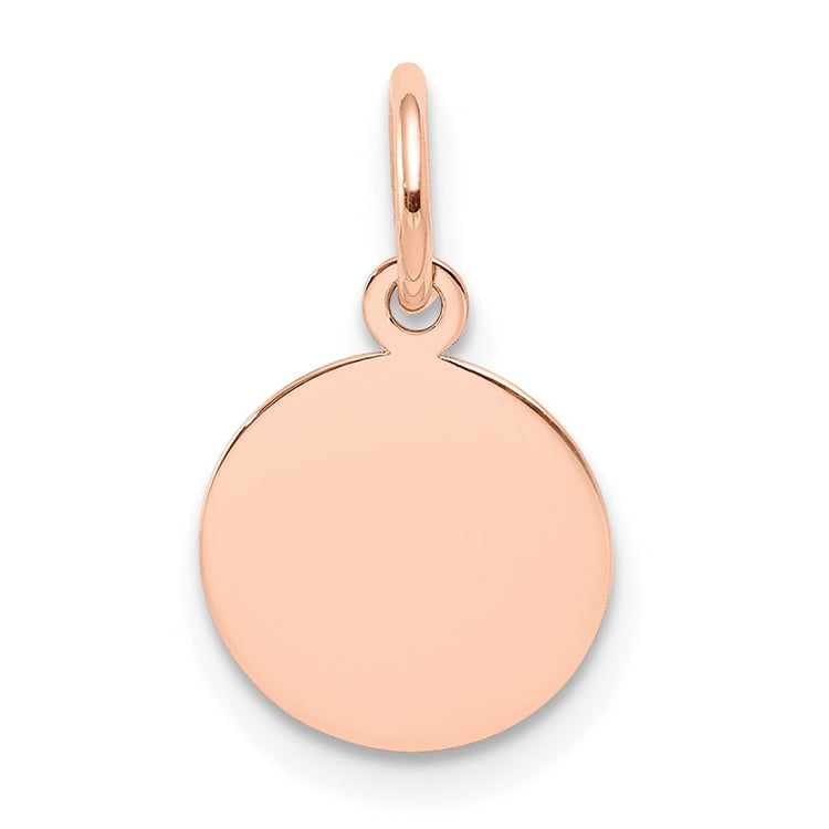 14k Rose Gold Plain .027 Gauge Round Engraveable 10mm Disc Charm