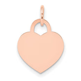 14k Rose Gold Plain .013 Gauge Medium Engraveable Heart 19x15mm Disc Charm