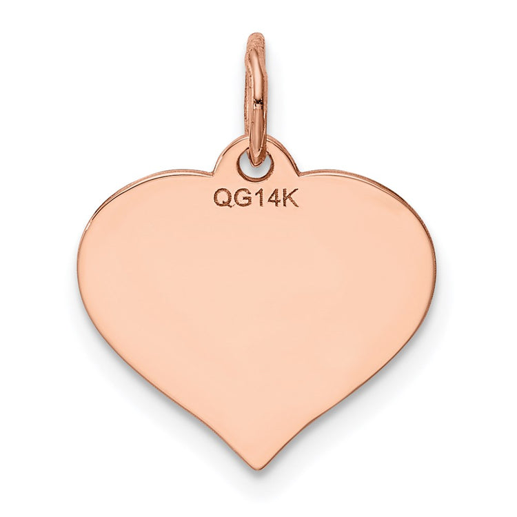 14k Rose Gold Plain .011 Gauge Engravable Heart 15x14mm Disc Charm