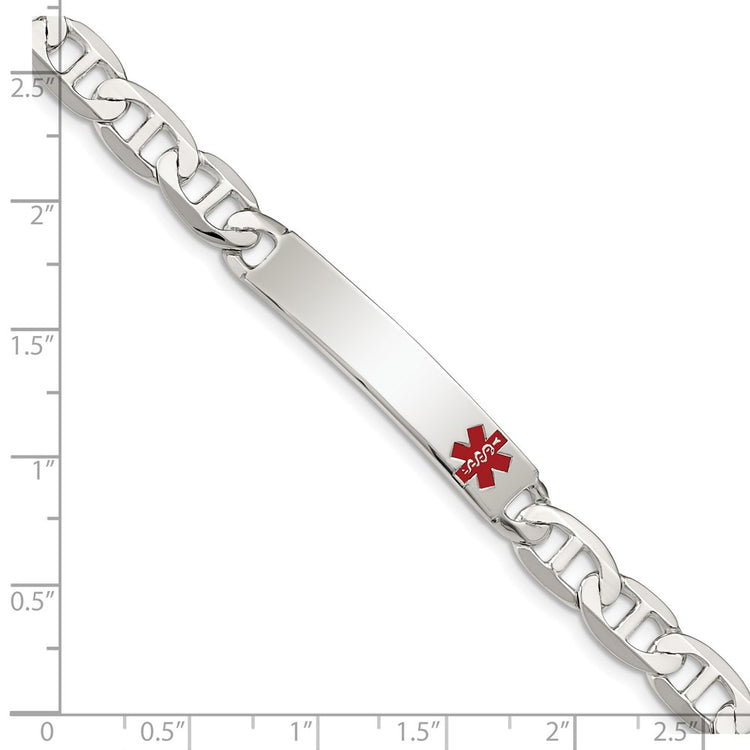 Sterling Silver Polished Medical Anchor Link ID Bracelet
