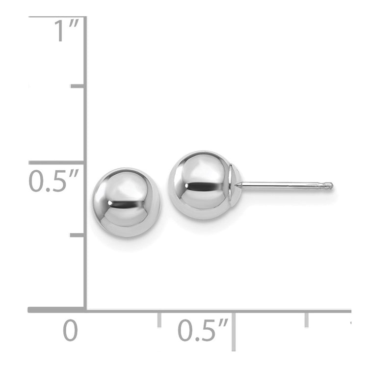 14k White Gold 6mm Polished Puffed Ball Post Earrings