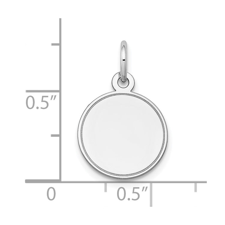 14k White Gold Plain with Grooved Edge .018 Gauge Round Engravable 13mm Disc Charm