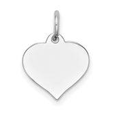 14K White Gold Plain .018 Gauge Engravable Heart 14x12mm Disc Charm