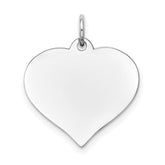 14K White Gold Plain .011 Gauge Engravable Heart 20x18mm Disc Charm