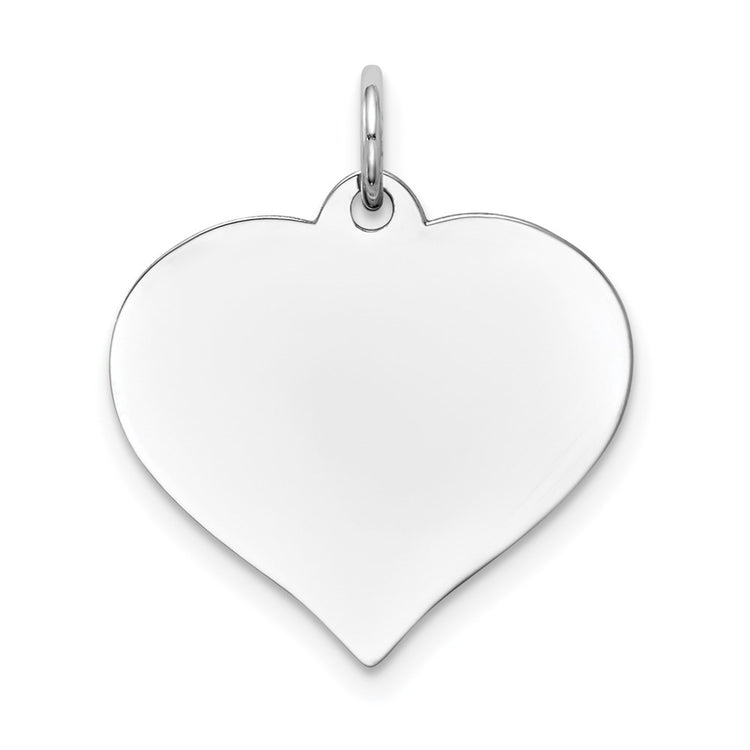 14K White Gold Plain .011 Gauge Engravable Heart 20x18mm Disc Charm