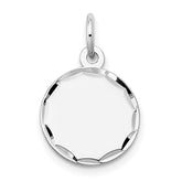14k White Gold Etched Edge .018 Gauge Engraveable Round 13mm Disc Charm