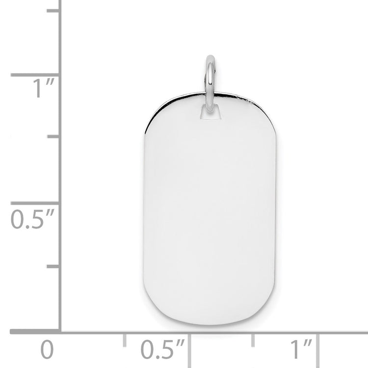 14k White Gold Plain 22.8x12.8mm .009 Gauge Engraveable Dog Tag Disc Charm