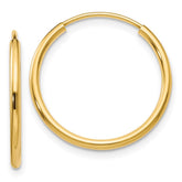 14k 1.5x17mm Polished Round Endless Tube Hoop Earrings
