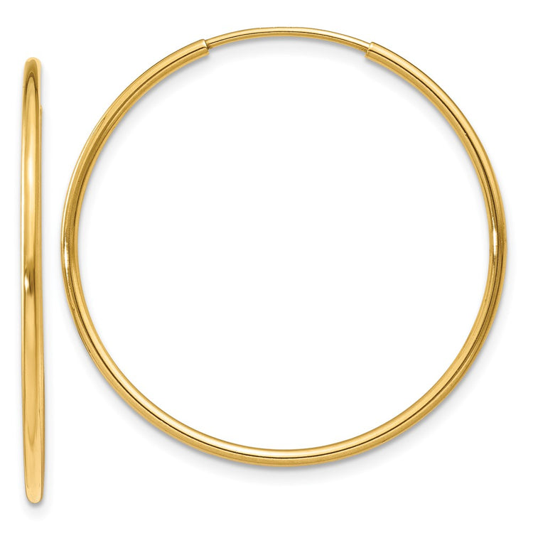 14k 1.2x30mm Polished Endless Tube Hoop Earrings