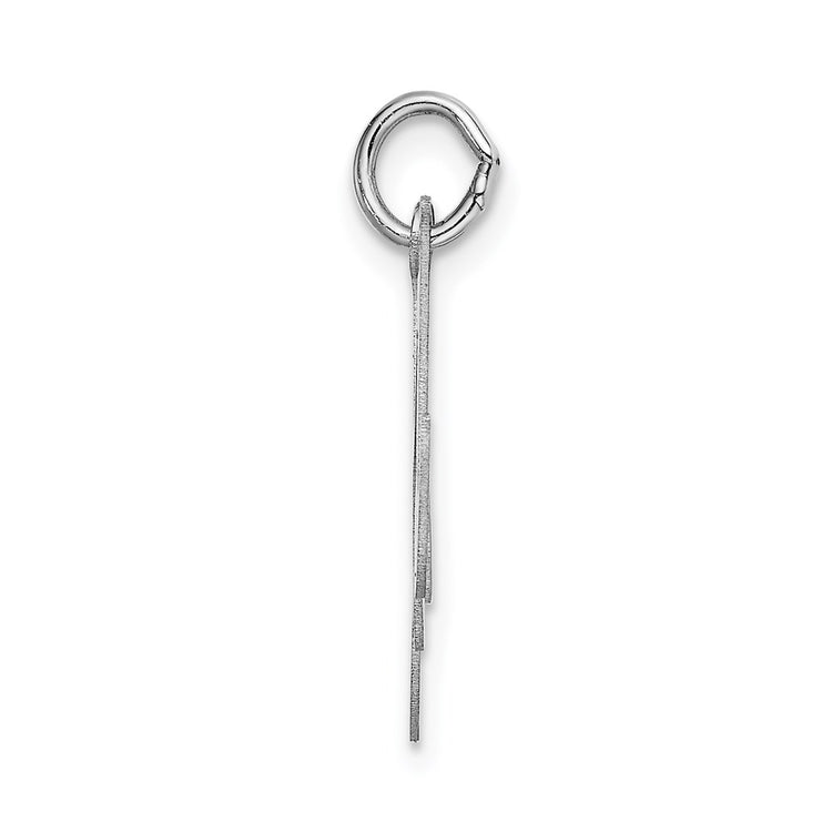 14k White Gold Large Fancy Script Letter M Initial Charm
