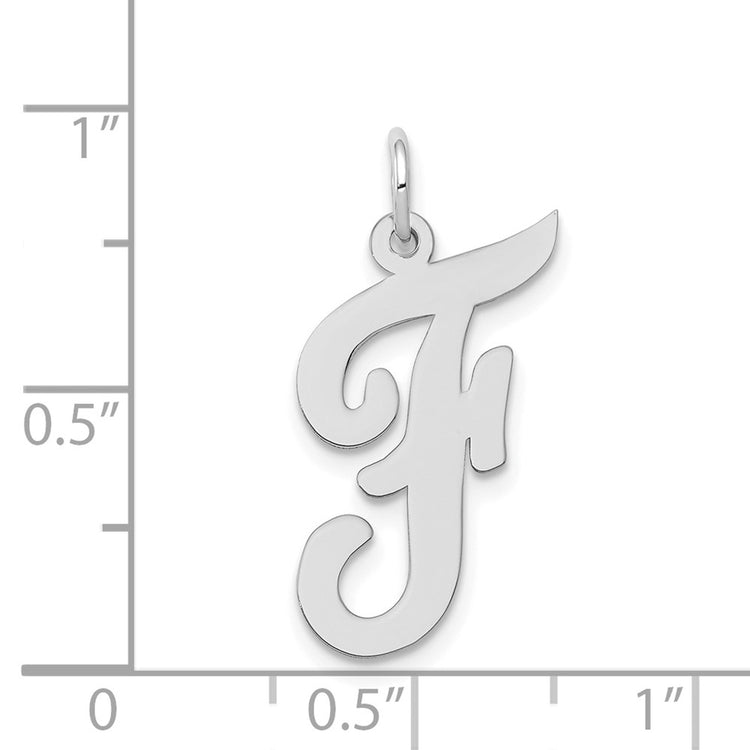 14k White Gold Large Script Letter F Initial Charm