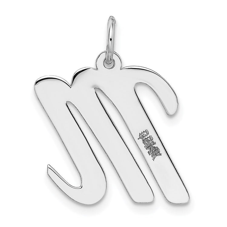 14k White Gold Large Script Letter M Initial Charm