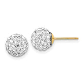 14K 8mm Clear Crystal Round Ball Post Earrings