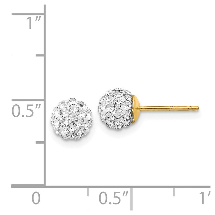 14K 6mm Clear Crystal Round Ball Post Earrings