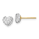 14K 6mm Clear Crystal Heart Post Stud Earrings