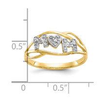 10K and White Rhodium MOM CZ Ring