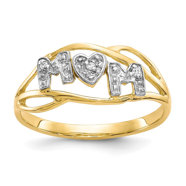 10K and White Rhodium MOM CZ Ring