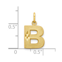 10K Satin Diamond-cut Block Initial B Charm
