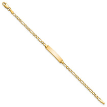 10k Polished Semi-Solid Chain/Solid Plate Figaro Link 20x4mm Plate 7 inch ID Bracelet