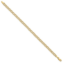 10k 4mm Hollow Double Link 7 inch Charm Bracelet