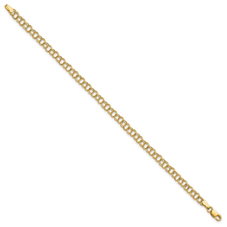 10k 4mm Hollow Double Link 7 inch Charm Bracelet