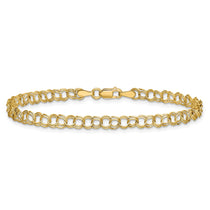 10k 4mm Hollow Double Link 7 inch Charm Bracelet
