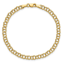 10k 4mm Hollow Double Link 7 inch Charm Bracelet