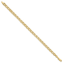 10k 4.5mm Hollow Diamond-cut Double Link 7 inch Charm Bracelet
