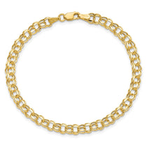 10k 4.5mm Hollow Diamond-cut Double Link 7 inch Charm Bracelet