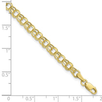 10k 4.5mm Hollow Diamond-cut Double Link 7 inch Charm Bracelet