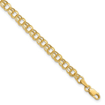 10k 4.5mm Hollow Diamond-cut Double Link 7 inch Charm Bracelet