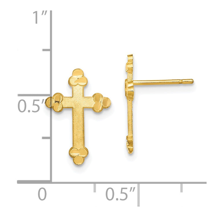 10k Budded Cross Post Earrings
