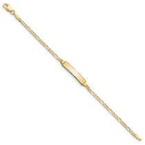 10k Solid Chain/Solid Plate Figaro Link 19.5x4mm Plate 6 inch Baby/Child ID Bracelet