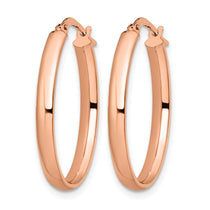 10K Rose Gold Polished Oval Hoop Earrings