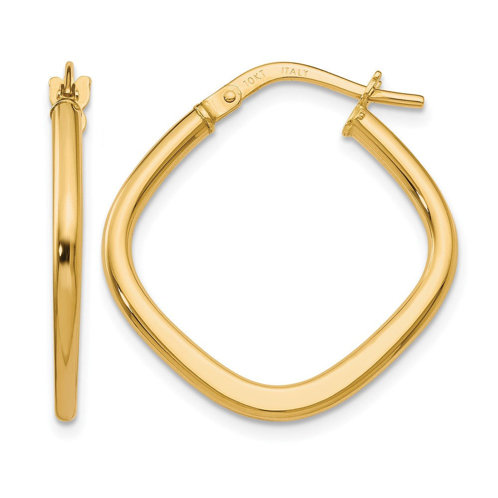 10K Polished Square Hoop Earrings