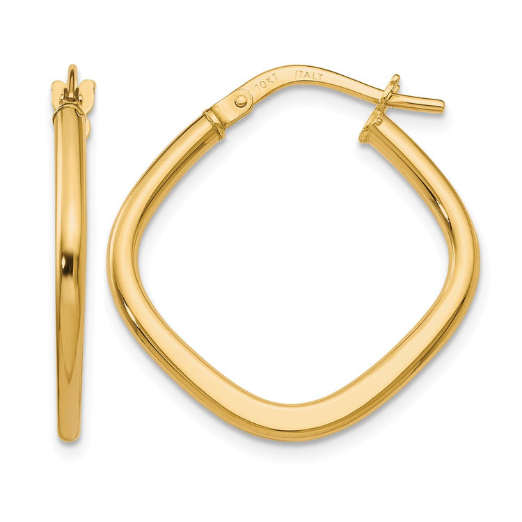 10K Polished Square Hoop Earrings