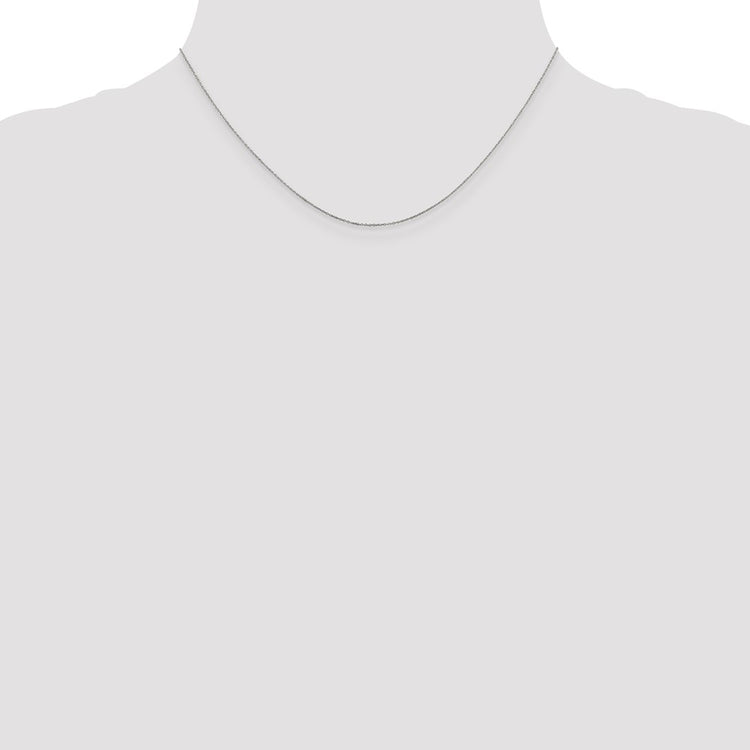 10K Solid White Gold 0.6MM WG D/C Round Open Link Cable Chain Necklace 16-24 Inch