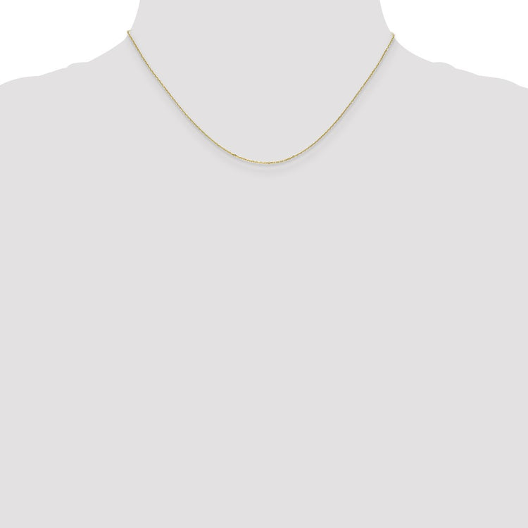 10K Solid Yellow Gold 0.8MM D/C Cable with Spring Ring Clasp Chain Necklace 16-24 Inch