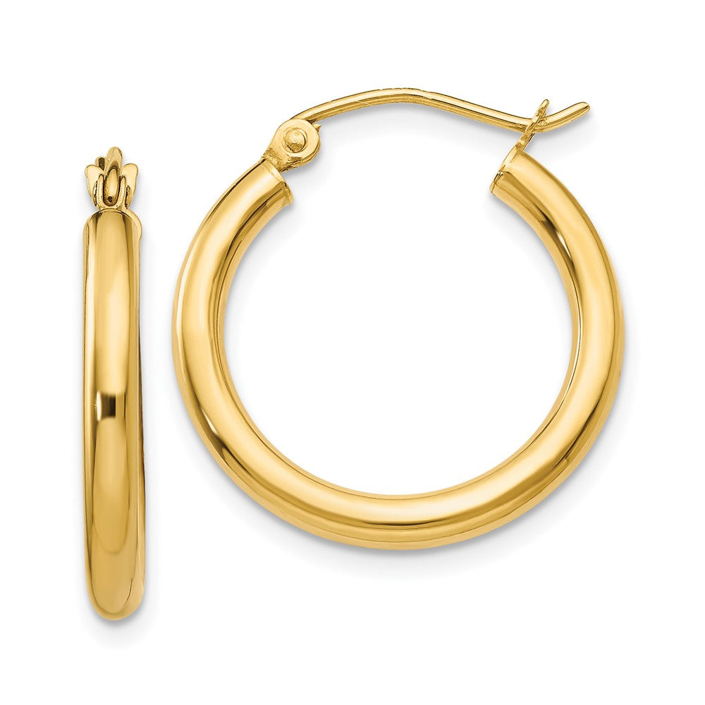 10K Polished 2.5mm Tube Hoop Earrings