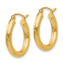 10K Polished 3mm Tube Hoop Earrings